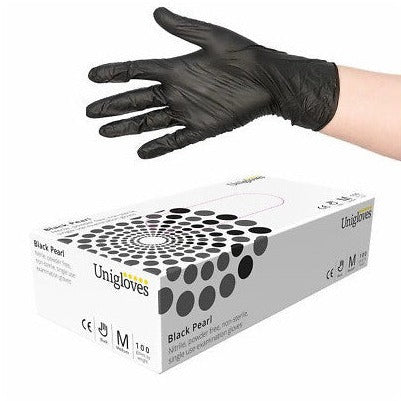 Unigloves Nitrile Disposable Gloves - Powder-Free, Latex Free (Black, Blue, White Pearl)