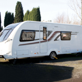 Maypole caravan wheel clamp, strong alloy construction, anti-theft security device.