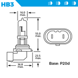 Simply HB3 12V 60W Halogen Headlight Bulb; replacement automotive headlight for cars and vans