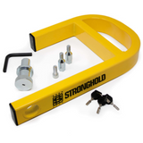 Maypole caravan wheel clamp, strong alloy construction, anti-theft security device.