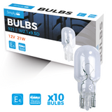 921 12V 21W Wedge Bulbs Pack of 10; standard replacement bulbs for car interior and exterior lights