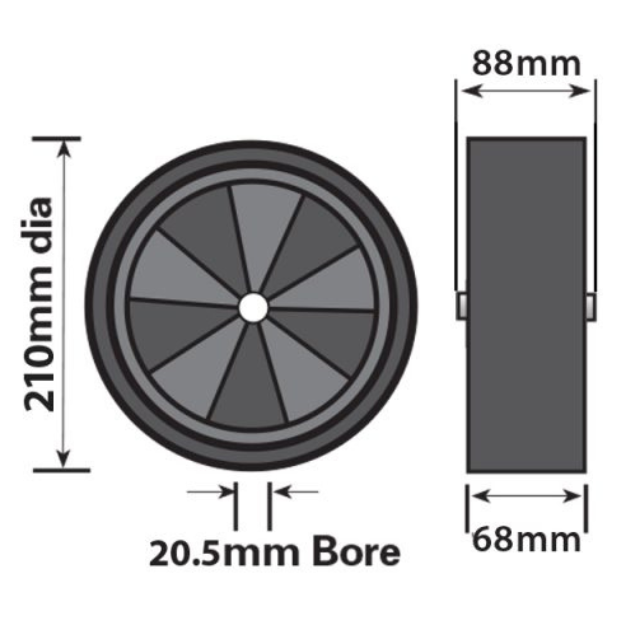 Maypole 210 X 75Mm Spare Wheel For Mp755