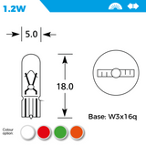 286 12V 1.2W Dashboard and Panel Wedge Bulbs Pack of 10; interior car lighting replacement bulbs