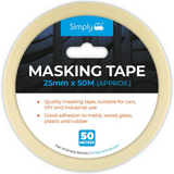 Simply Masking Tape 25mm x 50m; high-quality painter’s tape for automotive, DIY, and surface protection projects