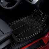 4-Piece Black Rubber Car Mat Set; durable floor mats to protect car interiors from dirt and wear