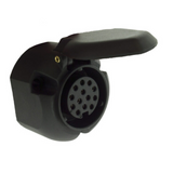 13-pin plastic caravan tow socket, electrical trailer connection, durable and weatherproof.