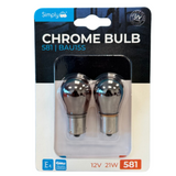 2-pack PY21W S581C Chrome Bulbs 12V 21W BAU15S; stylish automotive signal and indicator bulbs