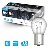 10-pack P21W S382 12V 21W BA15S car auxiliary bulbs for tail lights, brake lights, and indicators
