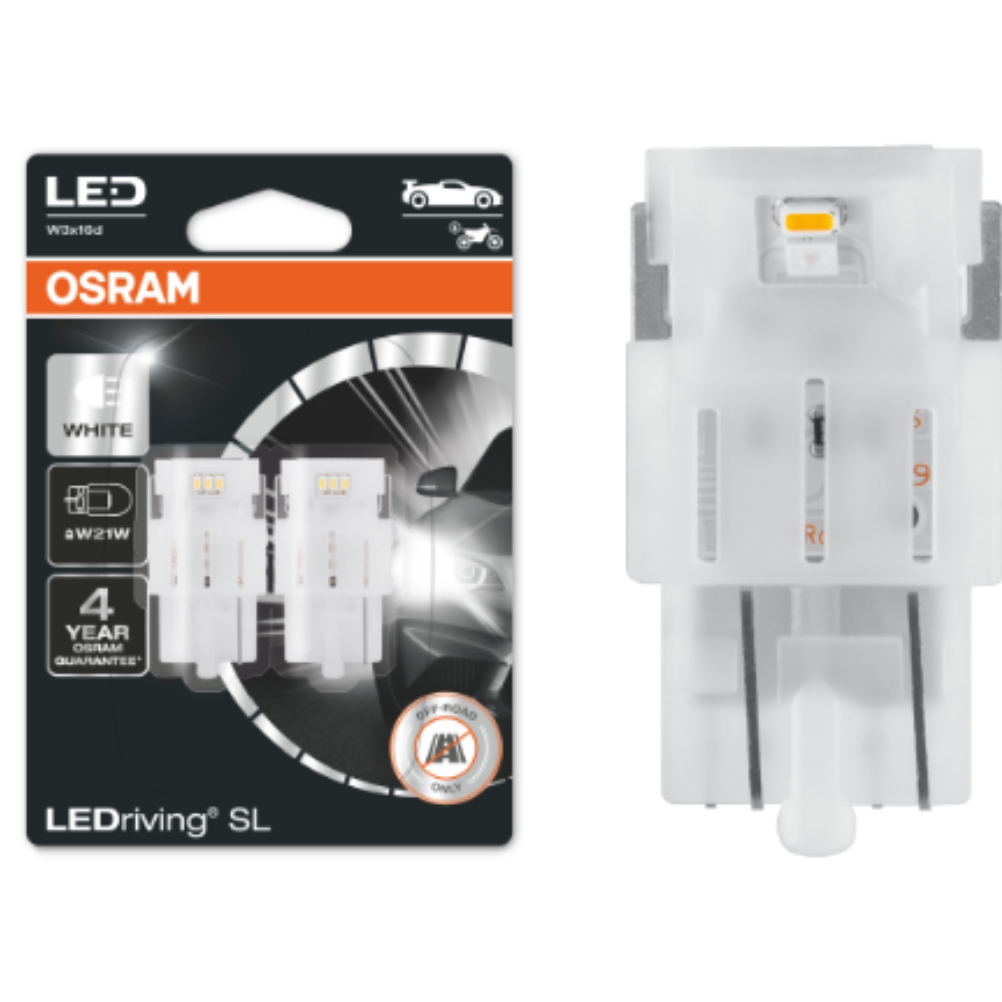 Osram Ledriving Standard Retrofit 582 W21W 12V Cool White Bulbs (Twin Pack)