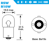 10-pack R10W S245 12V 10W BA15S car bulbs for indicators, side lights, and interior lighting