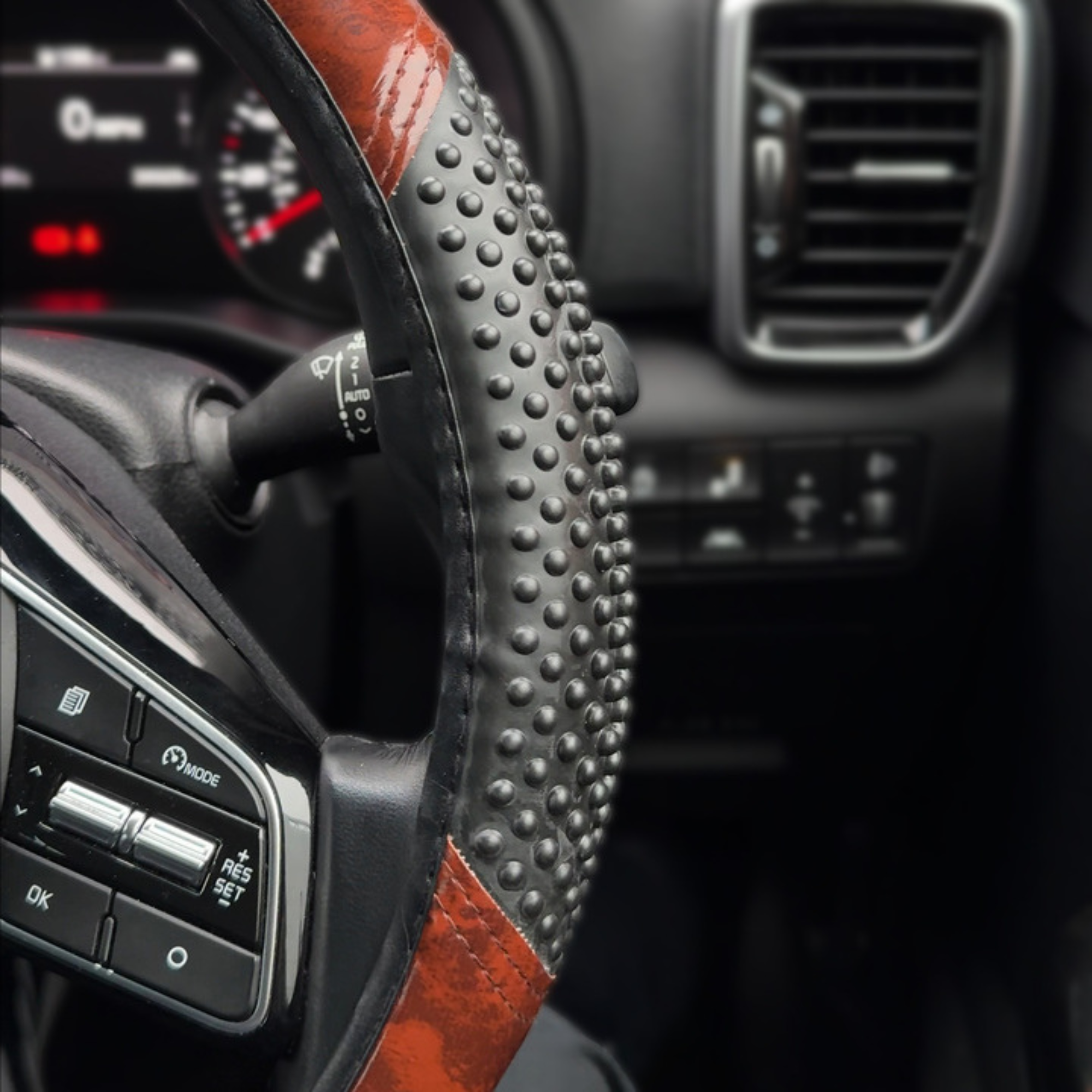 Simply Black and Wood Steering Wheel Cover; premium car steering wheel protector with stylish wood effect and soft grip