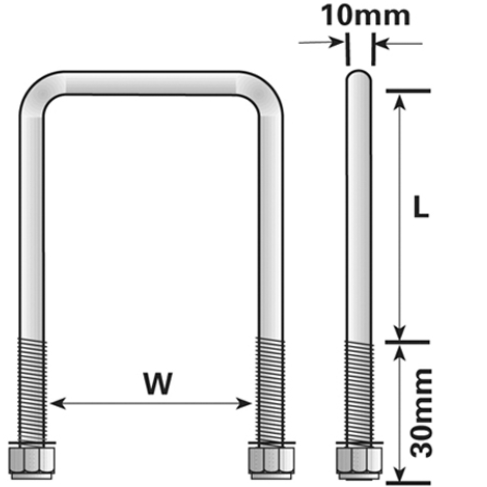 Maypole 50 X 50mm U Bolt & Nuts