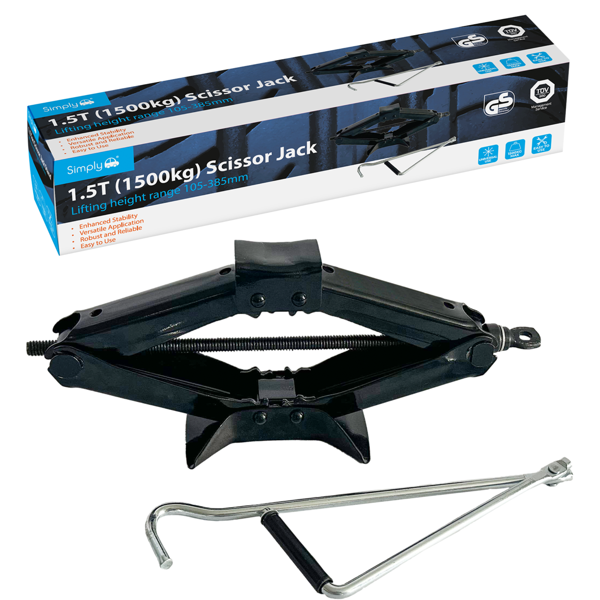 SIMPLY AUTO 1.5 Tonne Scissor Jack