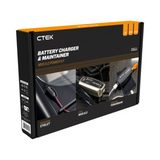 CTEK MXS 5.0 smart battery charger kit, maintains and charges car and motorcycle batteries efficiently.