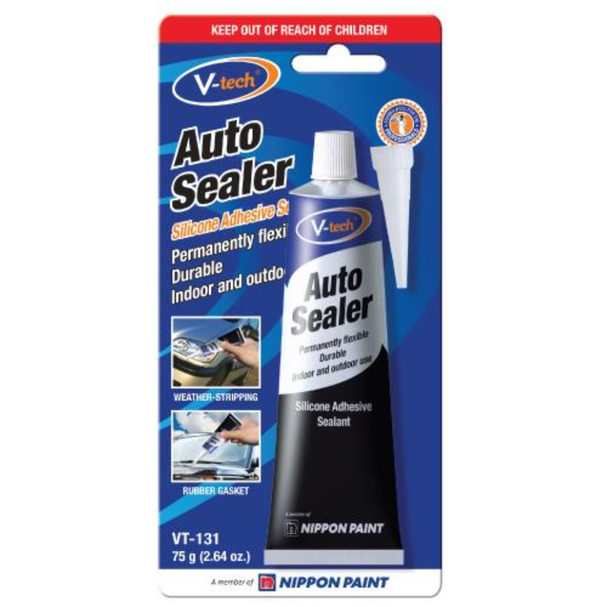 V-Tech Auto Sealer Silicone Adhesive Sealant Black 75g