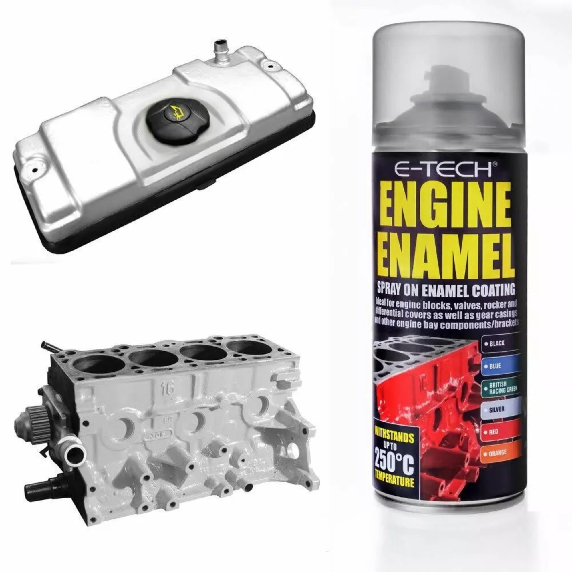E-Tech Silver Engine Enamel Spray On 400ml
