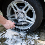 Large car alloy wheel brush, Sakura, cleans tight spokes and rims.