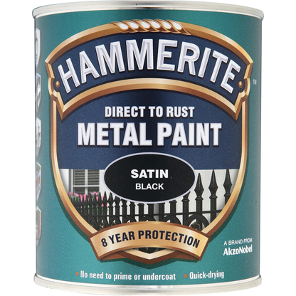 Hammerite Direct to Rust Metal Paint - Satin Black 2.5 Litre