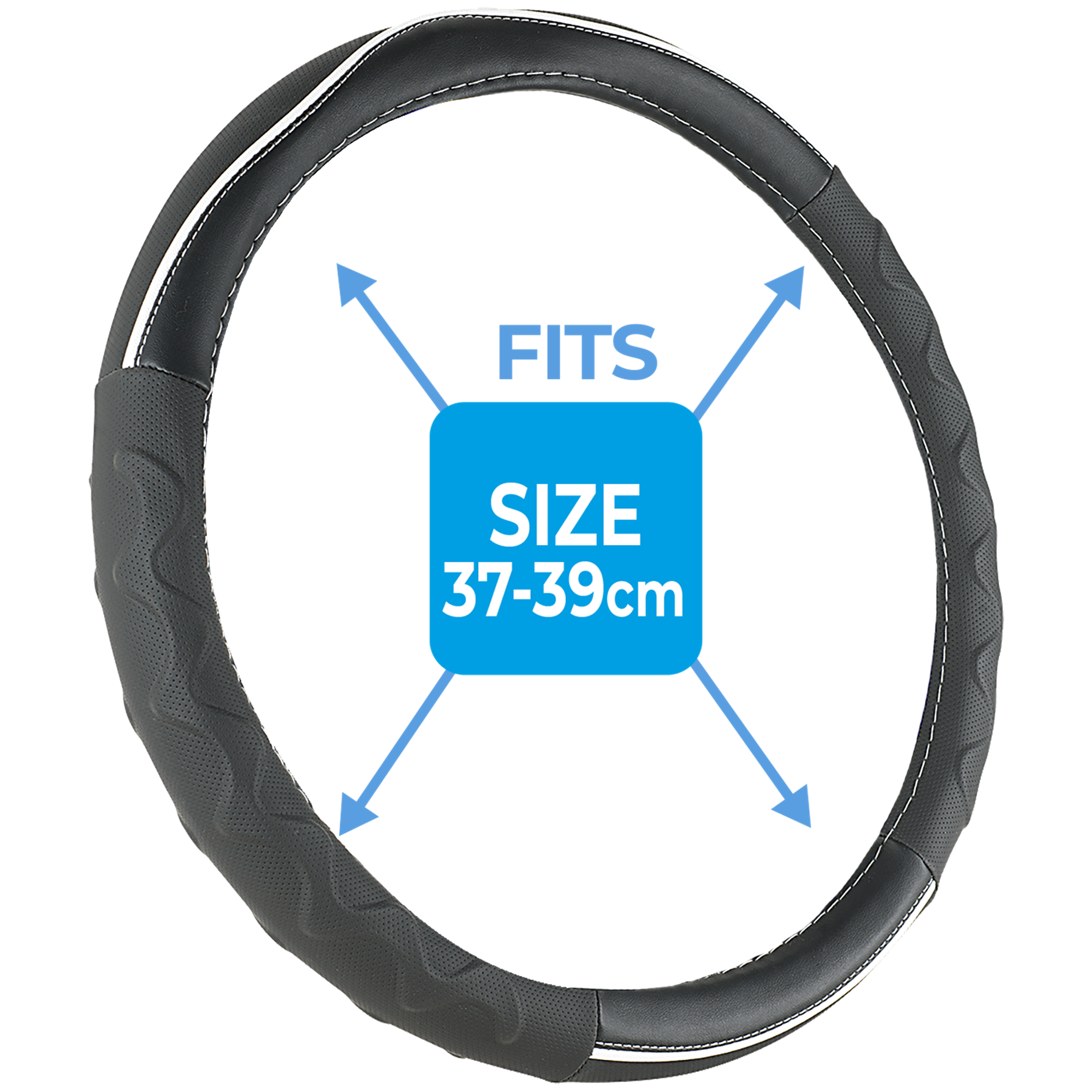 Sports Grip Black & White Steering Wheel Cover; anti-slip, comfortable cover for cars and vans