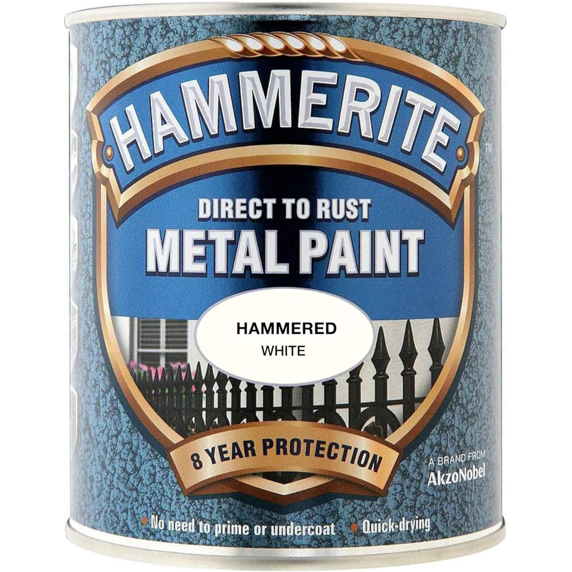Hammerite Direct to Rust Metal Paint - Hammered White 750ml