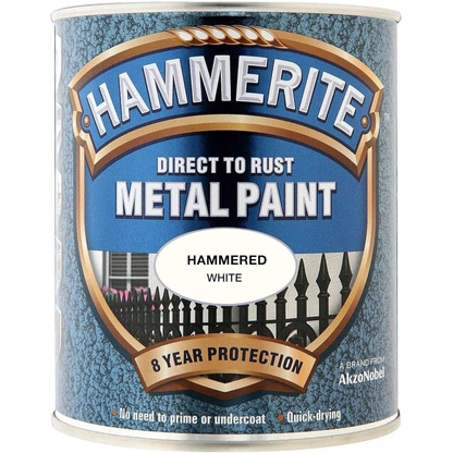 Hammerite Direct to Rust Metal Paint - Hammered White 750ml