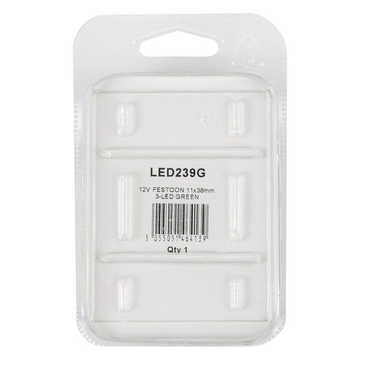 Autolamps 239 Geen LED 12V 5W Number Plate & Interior Festoon Bulbs