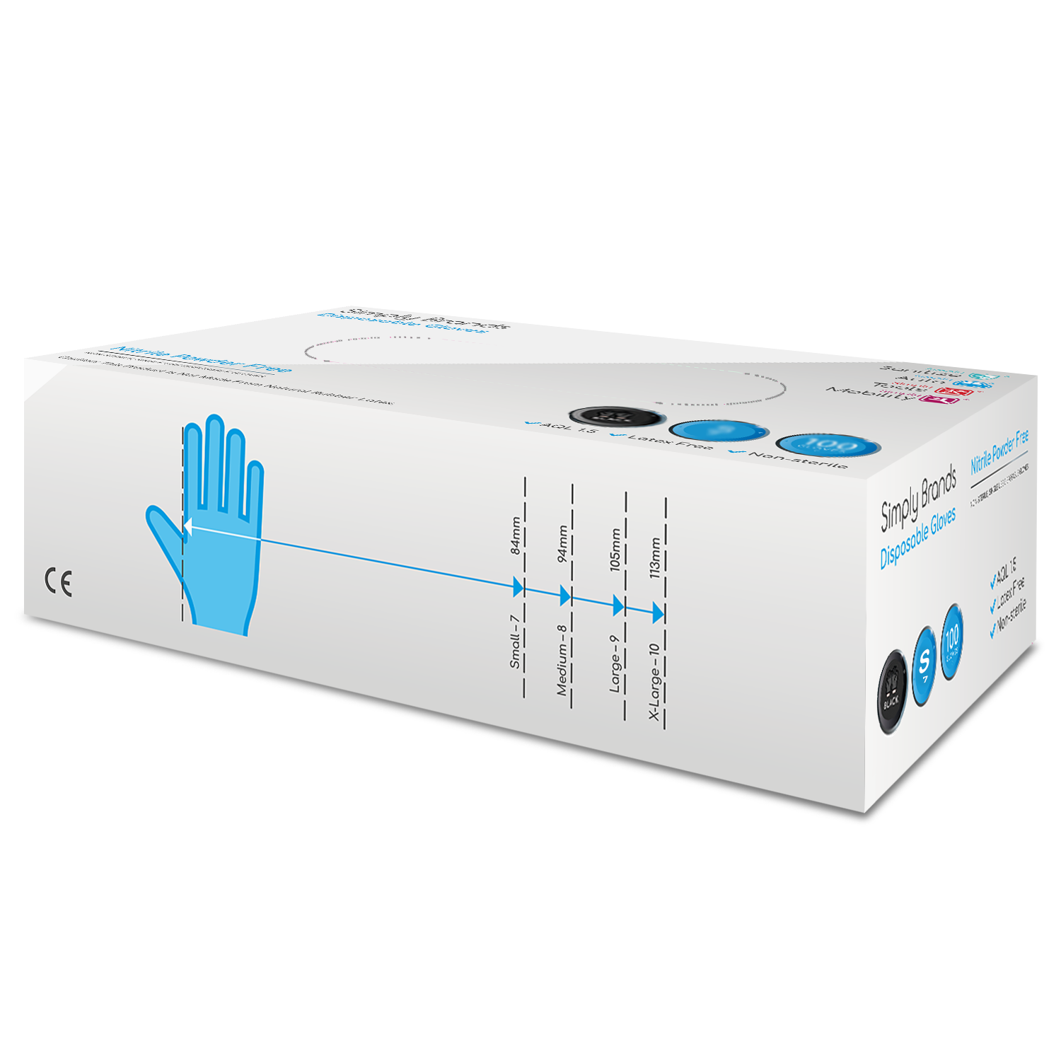 Simply Sanitize 100Pk Small Black Nitrile Gloves