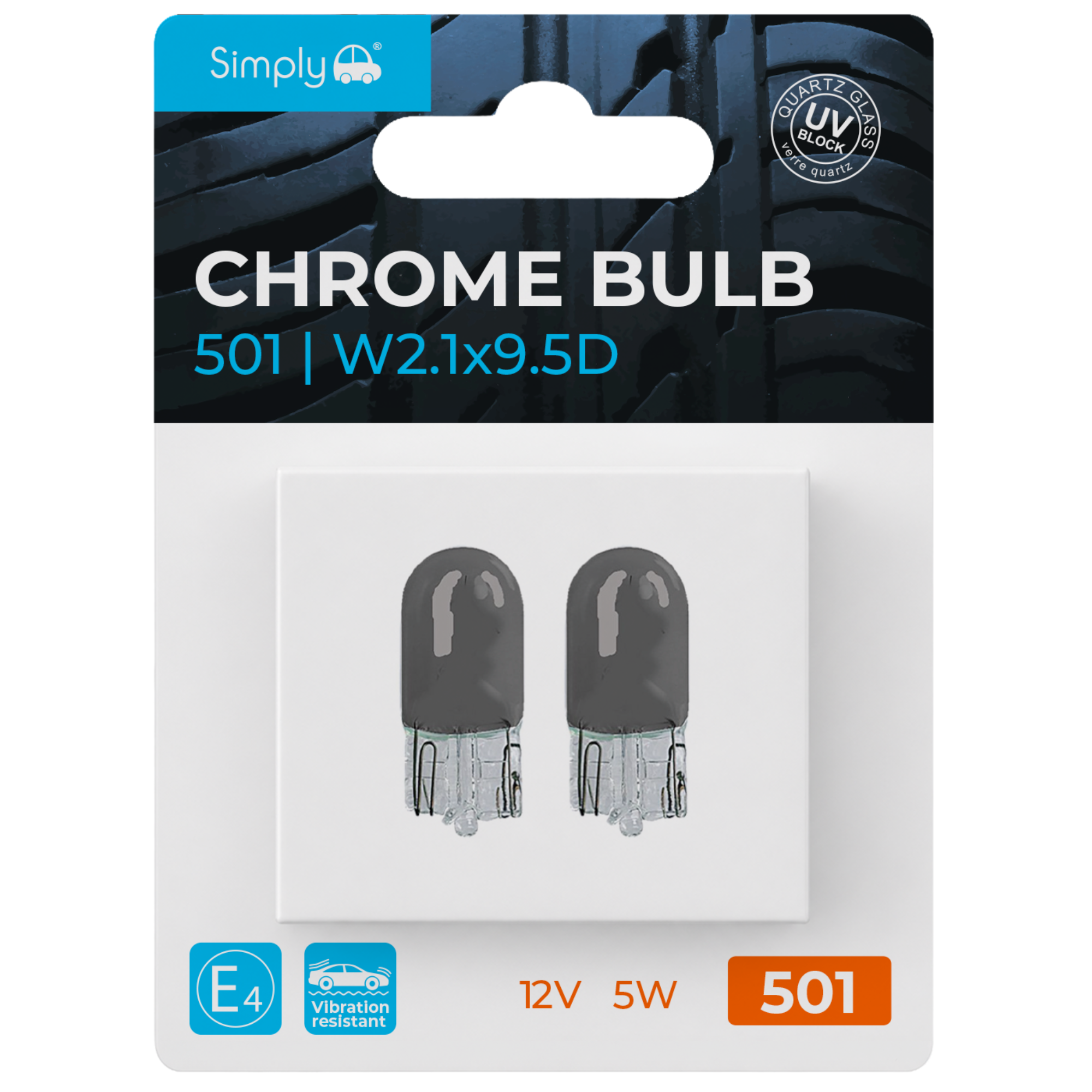 SIMPLY 501 W5W Chrome Side Light Bulb (Twin Pack)