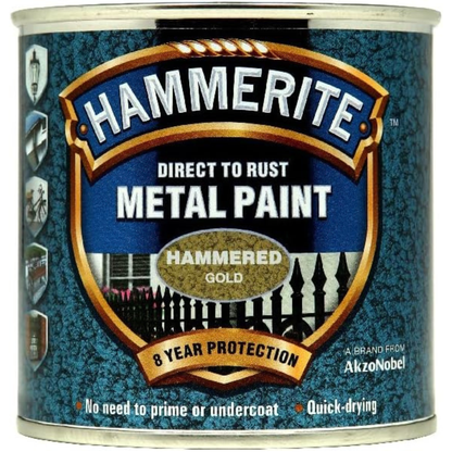 Hammerite Direct to Rust Metal Paint - Hammered Gold 250ml