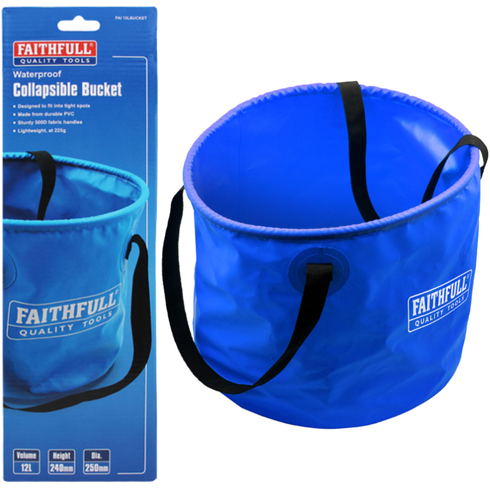 FAITHFULL Collapsible Bucket 12 Litre