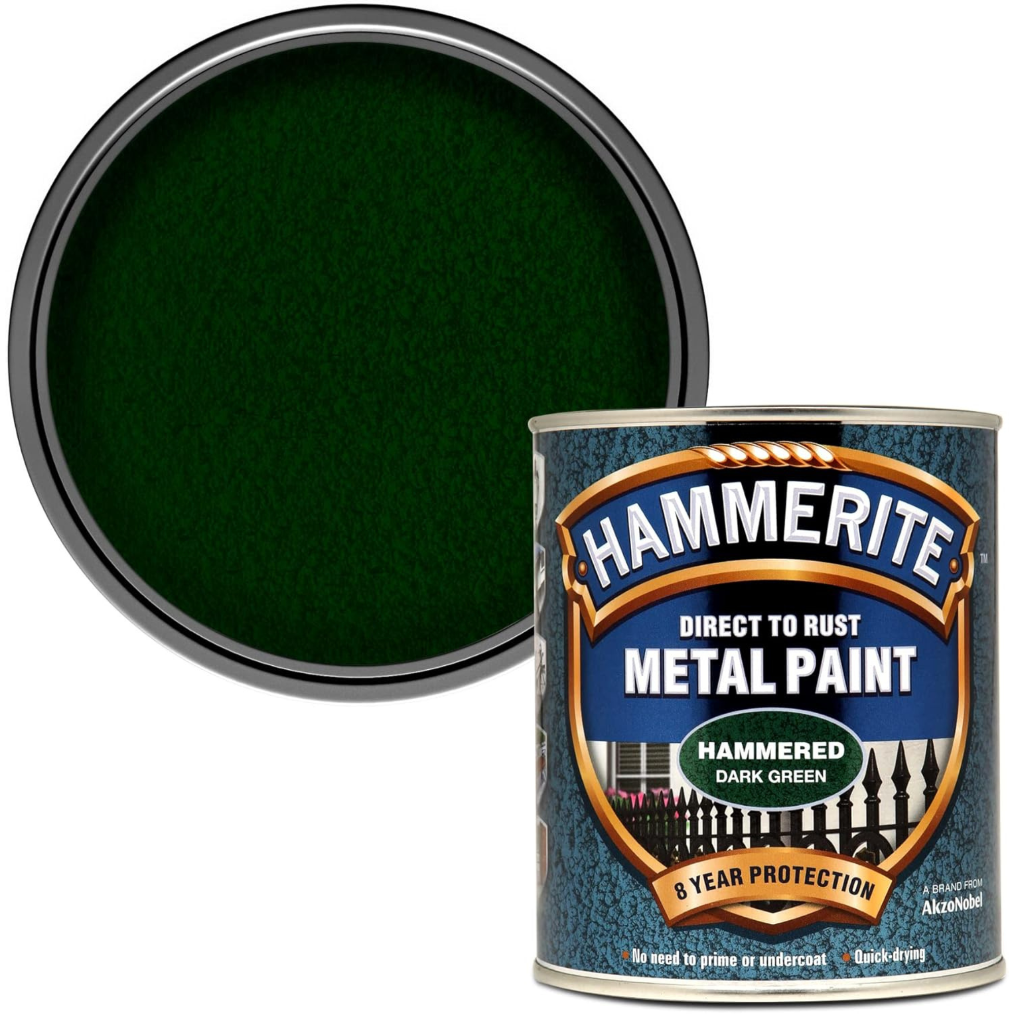 Hammerite Direct to Rust Metal Paint - Hammered Dark Green 750ml