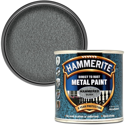 Hammerite Direct to Rust Metal Paint - Hammered Silver 250ml