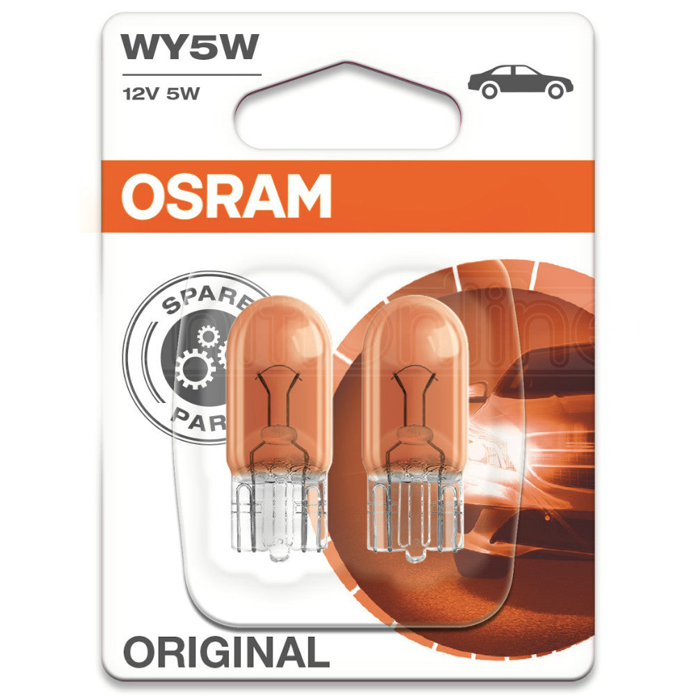 Osram 501A WY5W Amber 12V 5W Side & Tail Light Bulbs (Twin Blister)