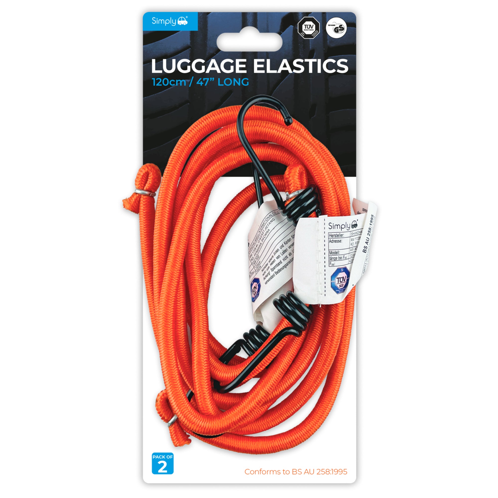 Simply Auto PK2 120CM Luggage Elastics