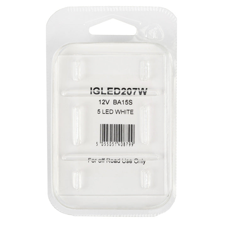 207 White LED 12V 5W Side & Tail Light Bayonet Bulbs (Twin Pack)