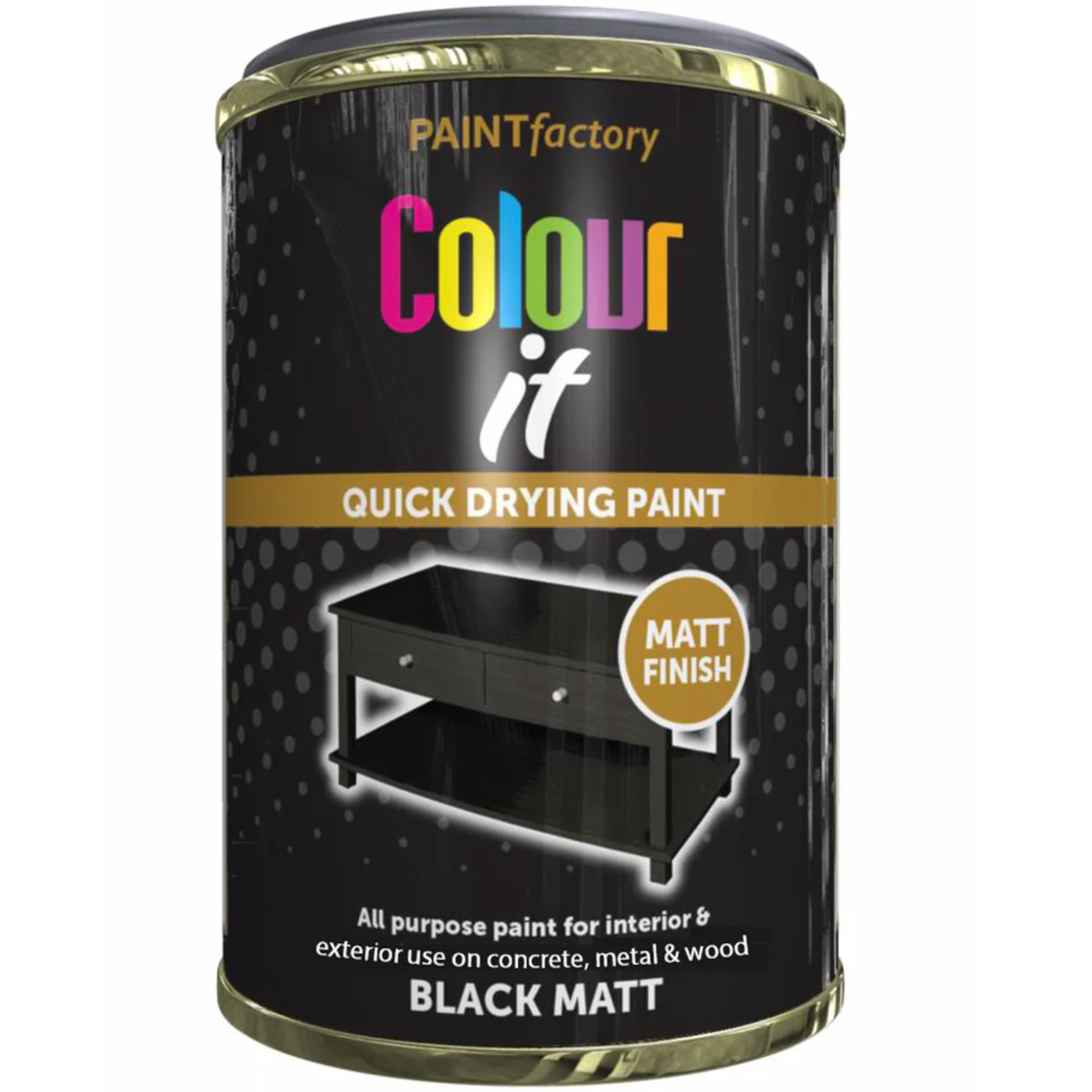 PaintFactory Matt Black Paint Tin 300ml