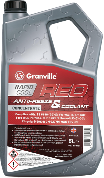 Granville Rapid Cool Red Antifreeze 5 Litre