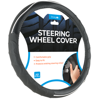 Sports Grip Black & White Steering Wheel Cover; anti-slip, comfortable cover for cars and vans