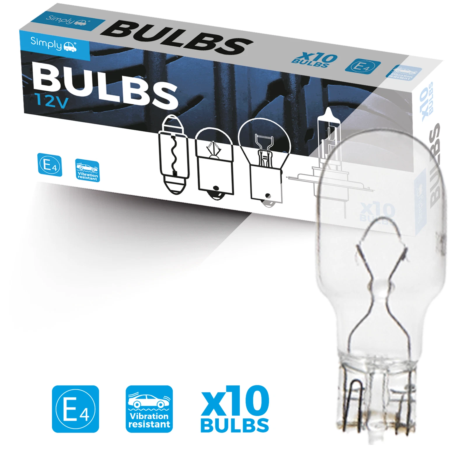 955 12V 16W High Level Brake Light Wedge Bulbs (Pack of 10)