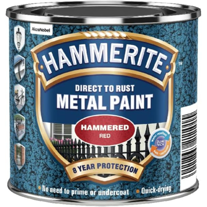 Hammerite Direct to Rust Metal Paint - Hammered Red 250ml