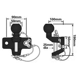Maypole 50mm Ball &amp; Pin Hitch Black MP87