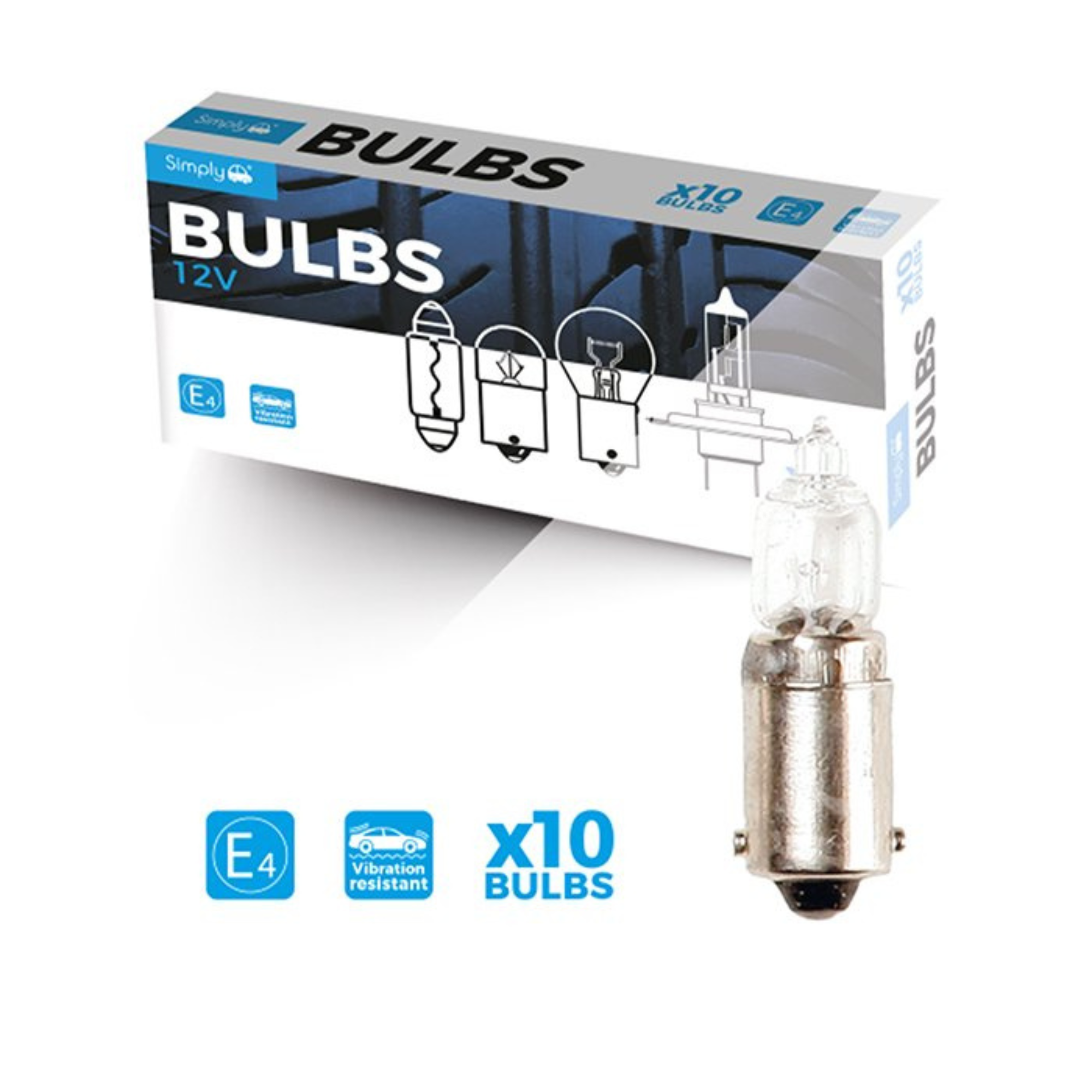 SIMPLY 433 12V 20W Car Bulb BA9s (Pack of 10)