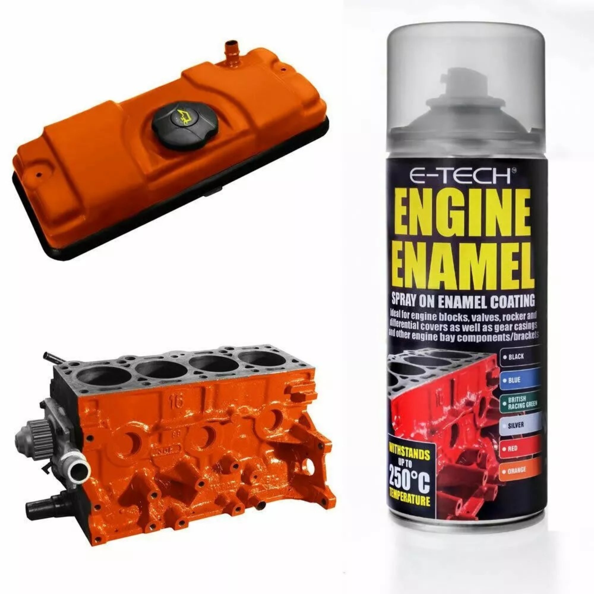 E-Tech Orange Engine Enamel Spray On 400ml