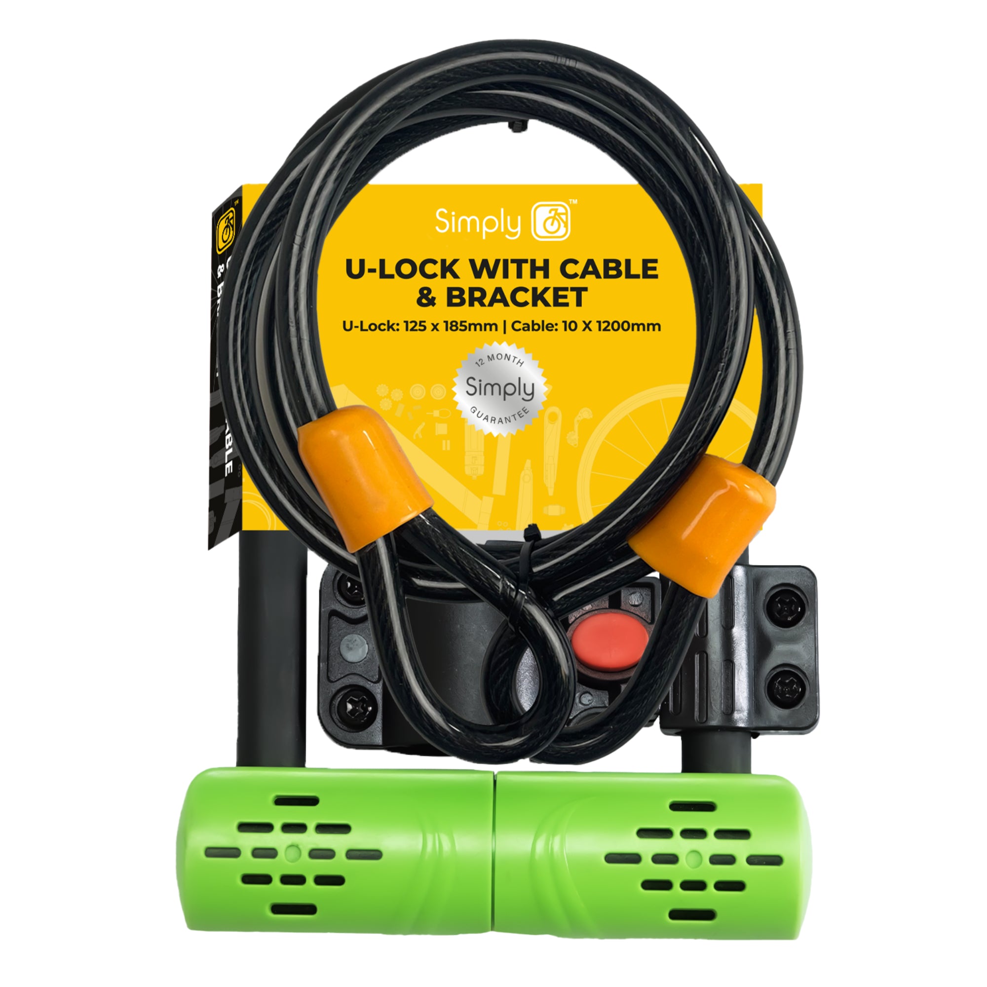 Simply Cycling U Lock With Cable With Bracket