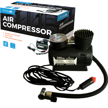 Simply Compact 12V Air Compressor 300PSI Portable Tyre Inflator with Adapters