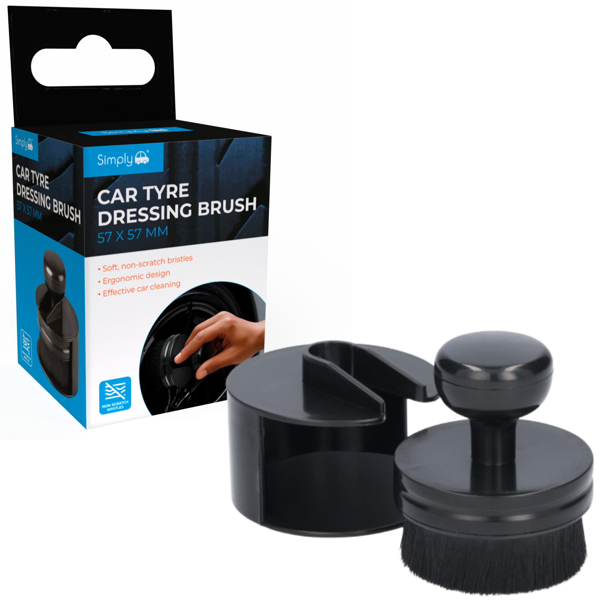 Simply Auto Tyre Dressing Brush Soft Non-Scratch Bristles Tyre Shine Application
