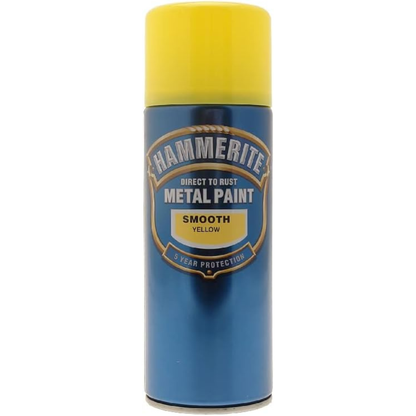 Hammerite Direct To Rust Metal Paint - Smooth Yellow 400ml Aerosol