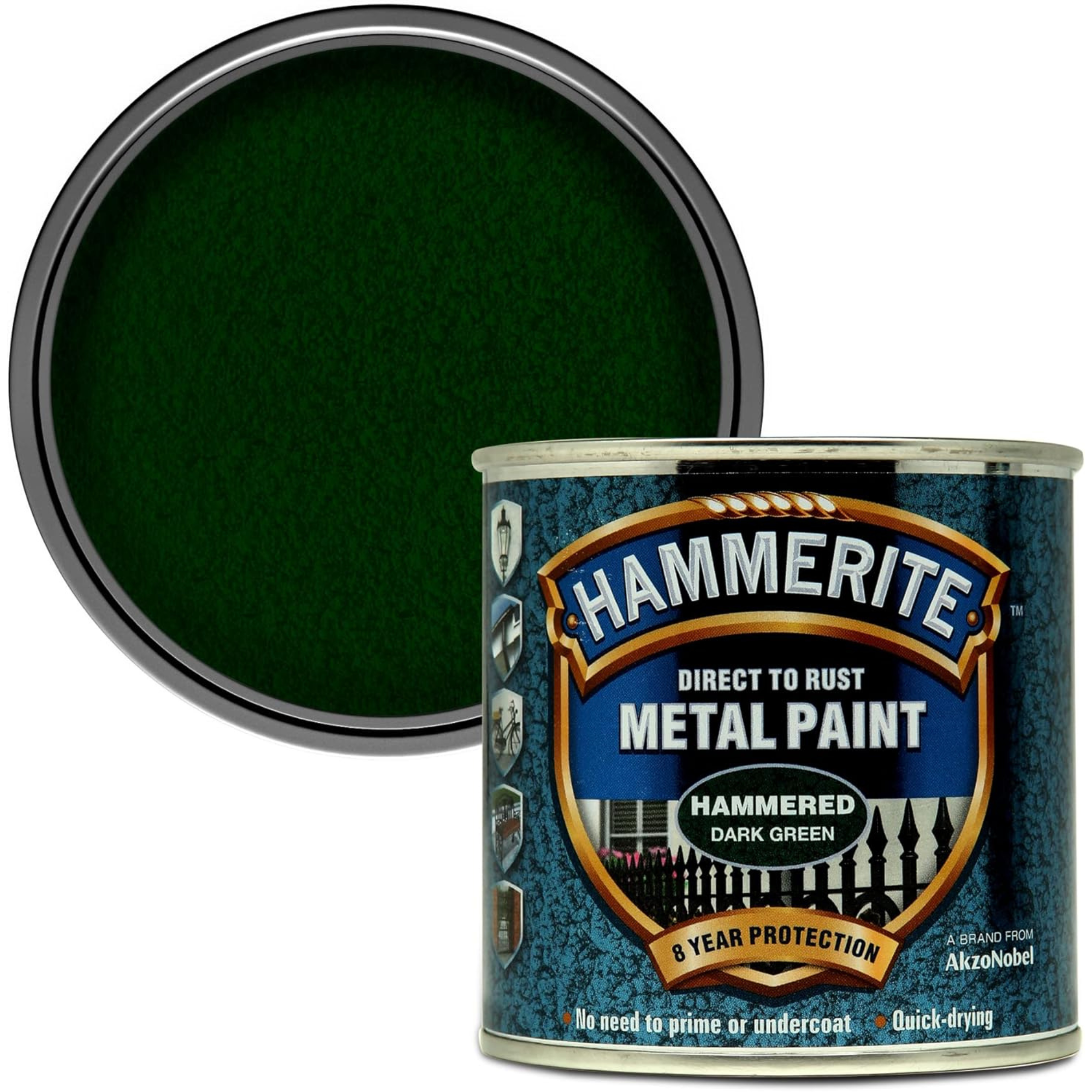 Hammerite Direct to Rust Metal Paint - Hammered Dark Green 250ml
