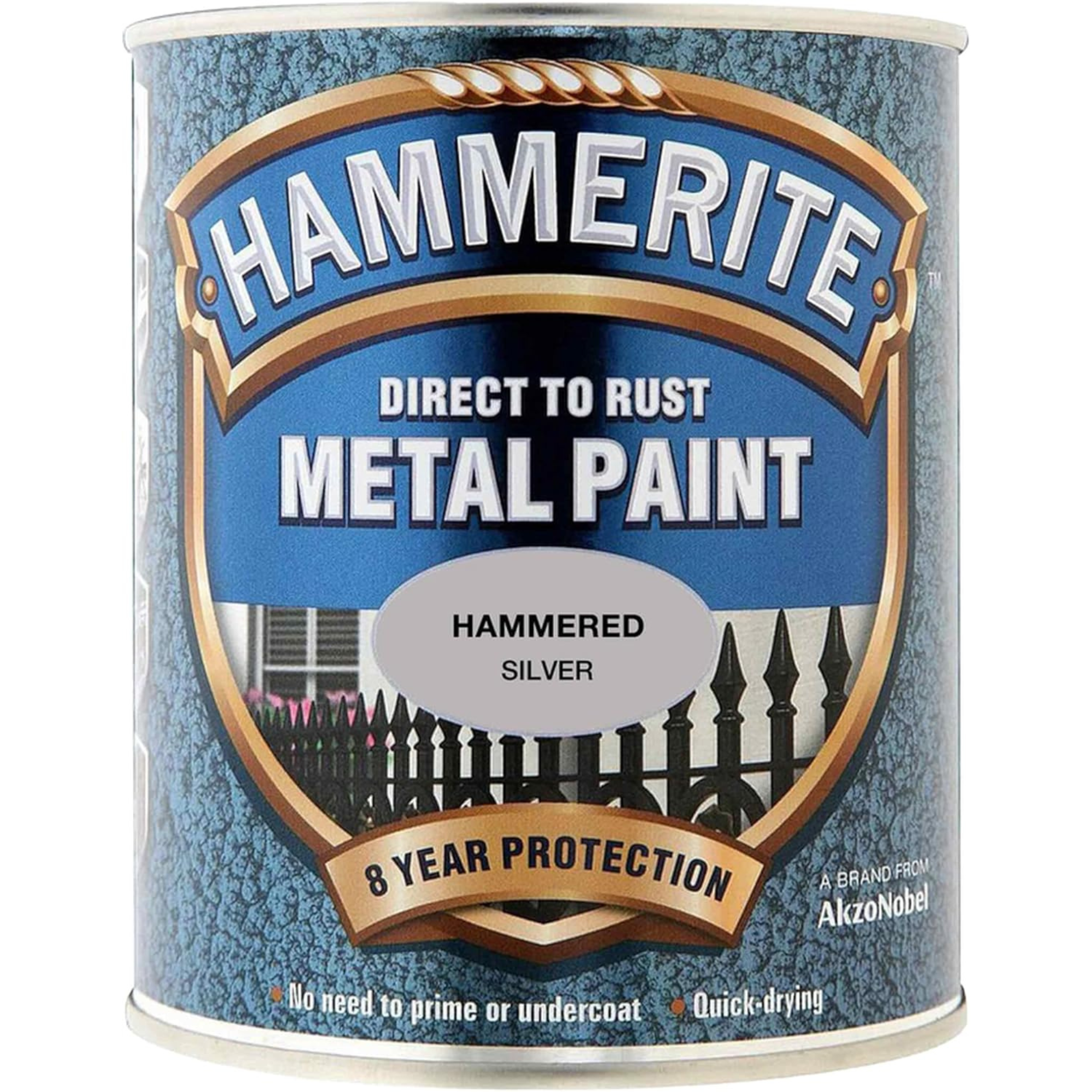 Hammerite Direct to Rust Metal Paint - Hammered Silver 750ml