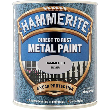 Hammerite Direct to Rust Metal Paint - Hammered Silver 750ml